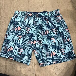Sundek Blue and Pink Graphic Swim Shorts